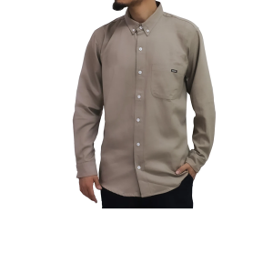 Camisa manga larga absorbente Mod. CAM100 LICA, colores caqui y azul marino, 100% algodón manga ancha hombros amplios