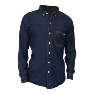 Long or short sleeve denim shirt.