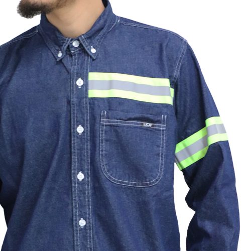 Denim shirt with reflective tapes - Image 6