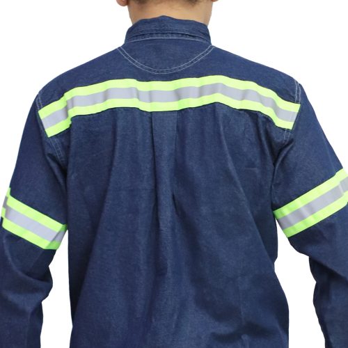 Denim shirt with reflective tapes - Image 7