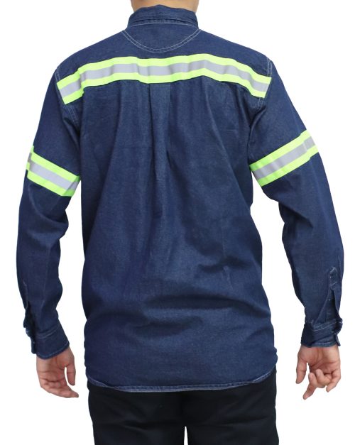 Denim shirt with reflective tapes - Image 3