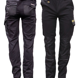 Pantalón de seguridad negro con bolsas Mod. PANT-PREMIUM LICA, algodón elastano diseño italiano ajuste elástico lateral