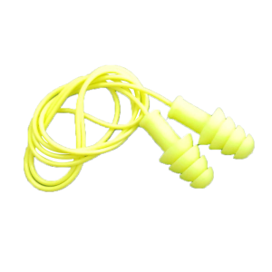 Tapón auditivo de cuatro aletas reutilizable TLRI27 LICA en color verde con cordón plástico de 70 cm y clip sujetador