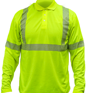 High visibility long sleeve polo shirt Mod. POLOHV-ML-I LICA, orange and lime yellow colors, reflective bands Dryfit