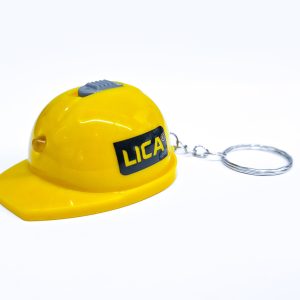 Helmet keychain with LED light and bottle opener Mod. CASQUITO LICA, yellow, chain keyring