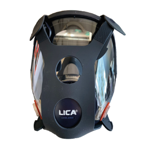 Full-face respirator mask CHRL6800 LICA in blue food-grade silicone with fireproof valve and replaceable filters
