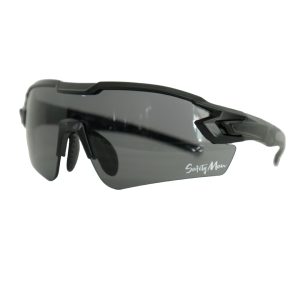 Safety glasses black lens Mod. TACTIC-SM-N Safety Man, black frame, UV385 protection with included elastic strap