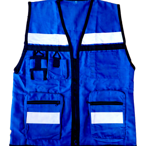Closed side rescue vest Mod. CTB200 LICA, gray, 5 cm reflective strips front and rear security pockets 100% cotton