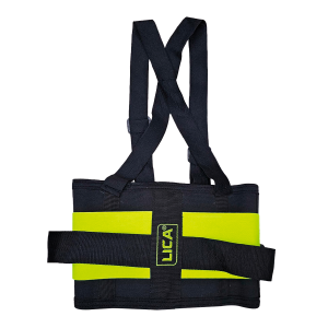 High visibility back support belt FL600HV LICA black green HV bands flexible stays suspenders lumbar protection